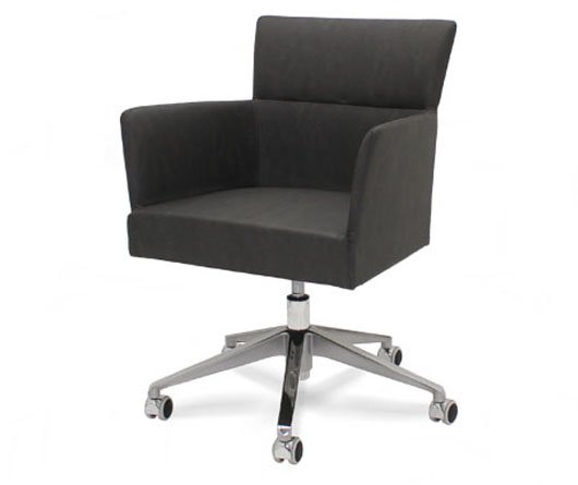 Busetto P062E Modern armchair with metal swivel base and gas lift piston, available chromed or black colour 1