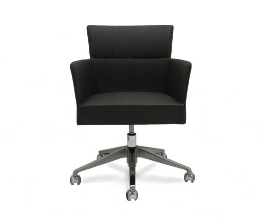 Busetto P062E Modern armchair with metal swivel base and gas lift piston, available chromed or black colour 3