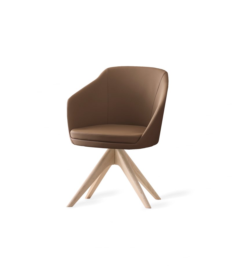 Busetto P262G Modern armchair with ash wood swivel base, available in a choice of finishes 1
