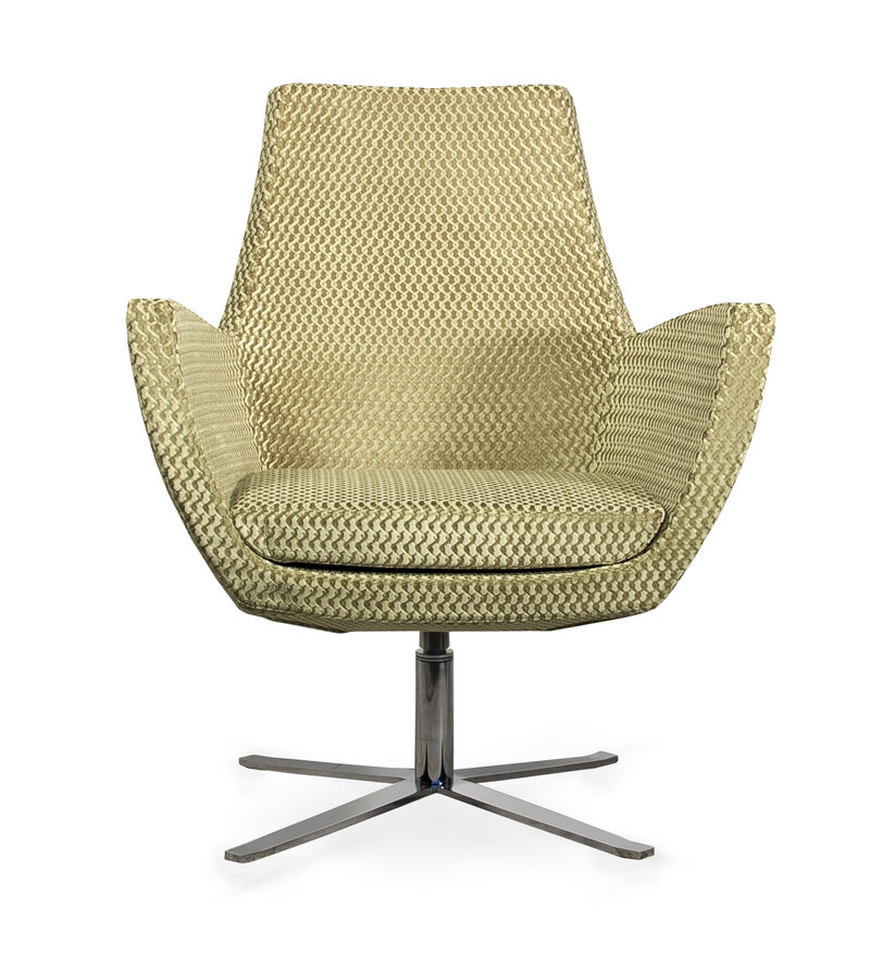 Busetto P282 Modern lounge armchair with metal swivel base, available chromed or black colour 3
