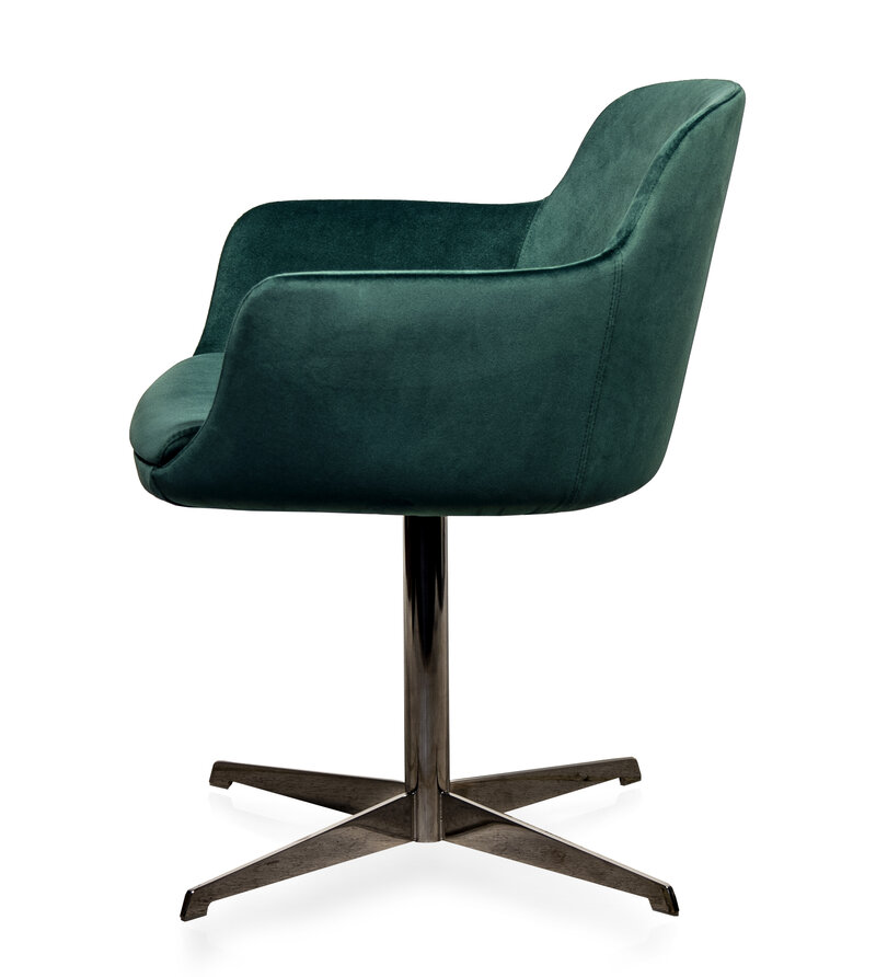 Busetto P259R Modern armchair with metal swivel base, available chromed or black colour 3
