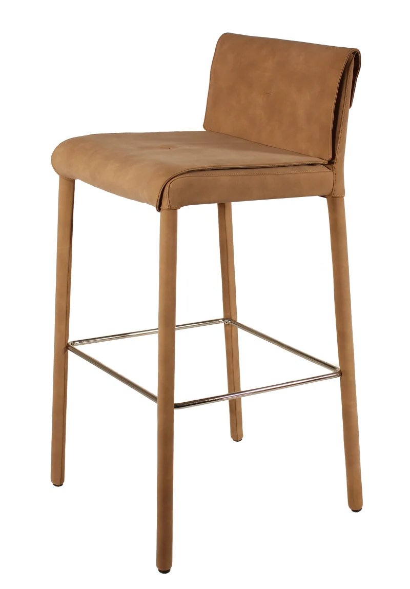 Busetto S458S Modern barstool with internal steel frame, fully padded (legs included) with flexible PU foam, upholstered in fabric, eco-leather or leather 1