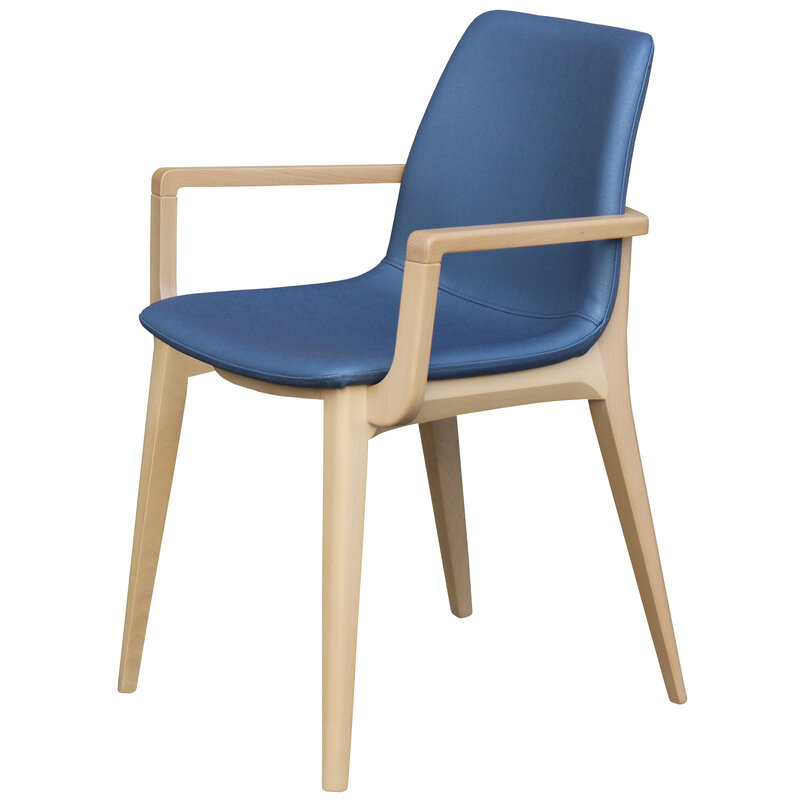 Busetto S061AP Modern chair with armrest in solid beech or ash legs 1