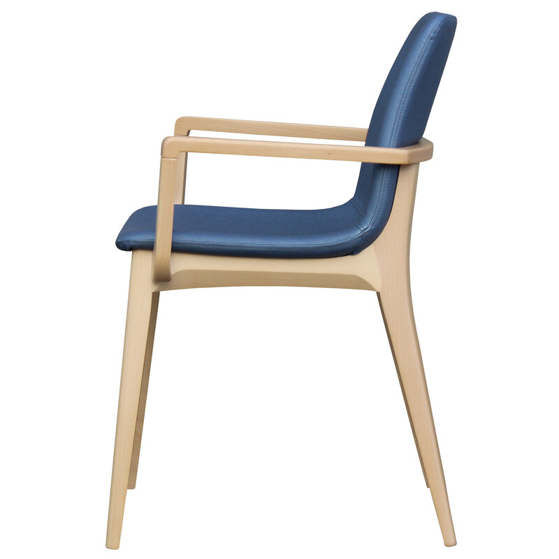 Busetto S061AP Modern chair with armrest in solid beech or ash legs 2