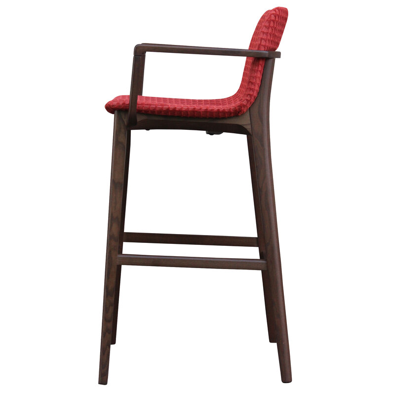 Busetto S061SA Modern barstool with armrest in beech or ash solid wood 2