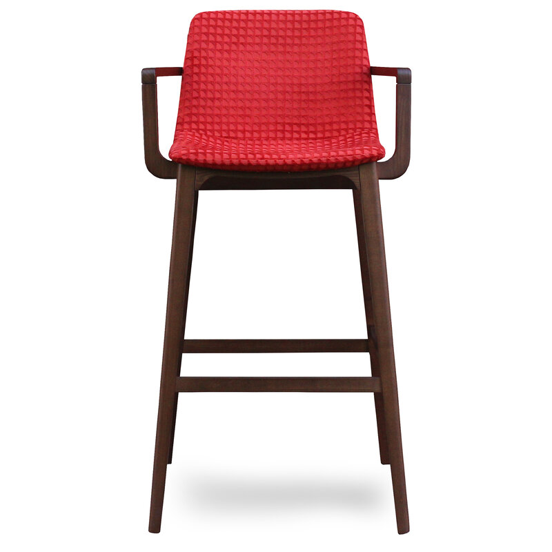 Busetto S061SA Modern barstool with armrest in beech or ash solid wood 3