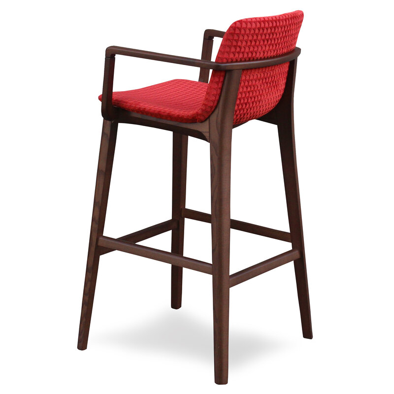 Busetto S061SA Modern barstool with armrest in beech or ash solid wood 4