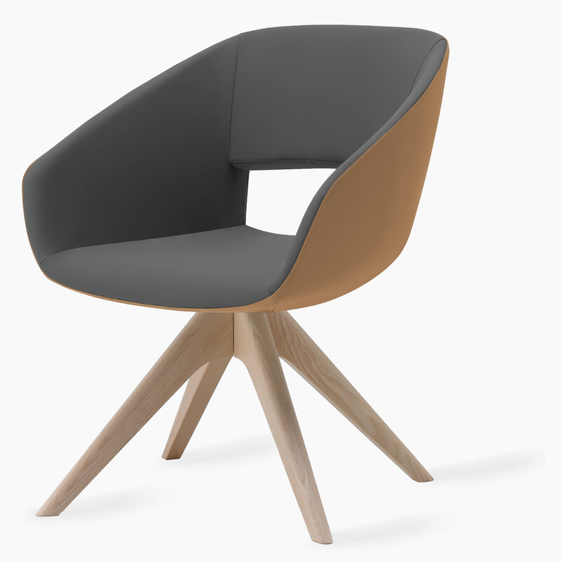 Busetto P263OG Poltroncina moderna con braccioli con basamento girevole in massello di frassino, verniciatura personalizzabile in tinte da campionario 1
