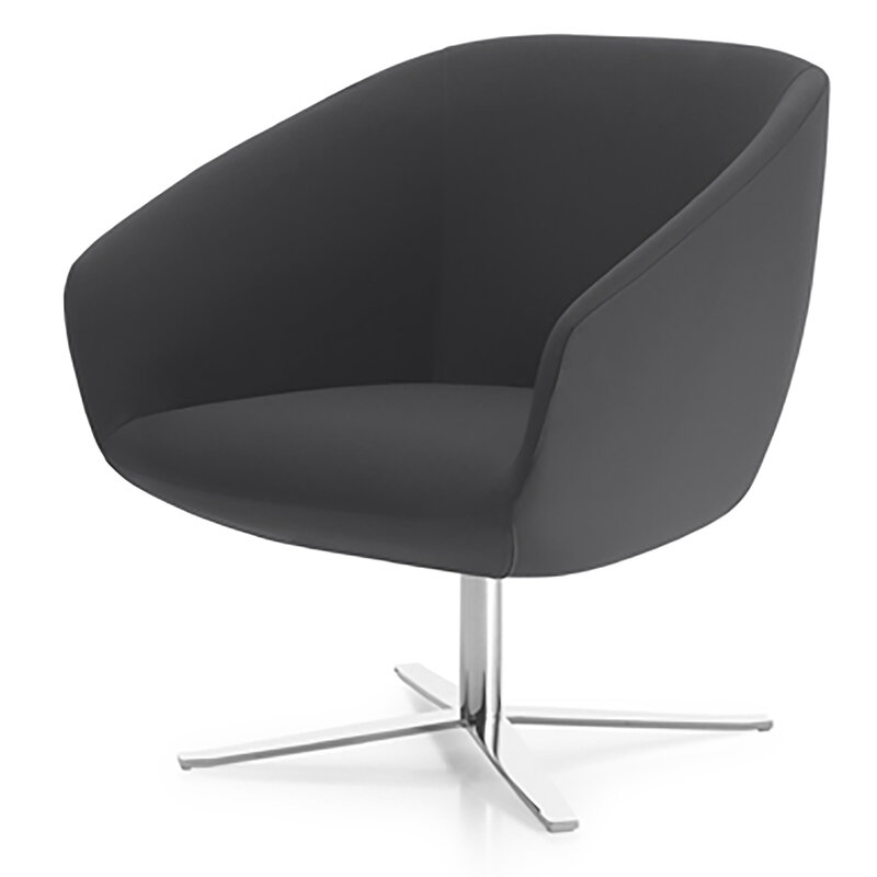 Busetto P263Q Poltrona moderna con basamento in metallo  girevole, disponibile cromato o nero 1