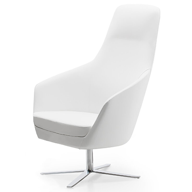 Busetto P280R Poltrona dallo stile moderno con basamento girevole in metallo, disponibile cromato o nero 1
