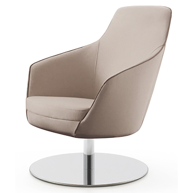 Busetto P280MD Poltrona dallo stile moderno con basamento girevole in metallo, disponibile cromato o nero 1
