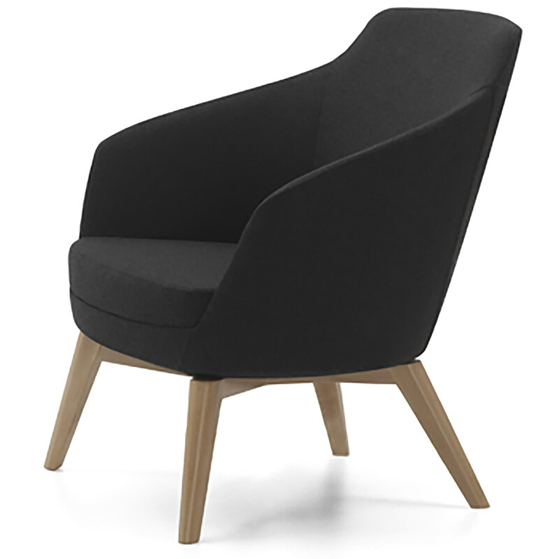 Busetto P280BC Poltrona dallo stile moderno con basamento in massello di faggio, verniciatura personalizzabile in tinte da campionario 1