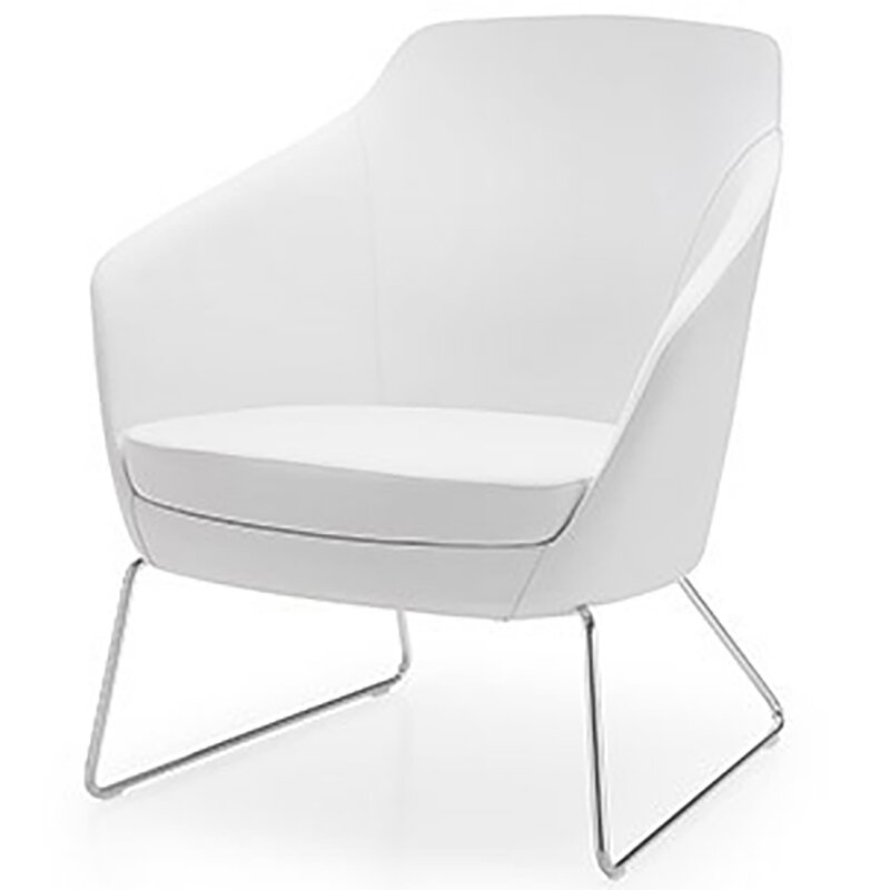 Busetto P280BS Poltrona dallo stile moderno con basamento a slitta in metallo, disponibile cromato o nero 1