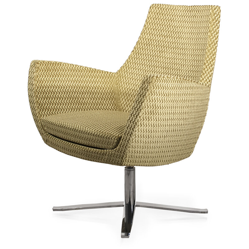 Busetto P282 Poltrona dallo stile moderno con basamento girevole in metallo, disponibile cromato o nero 1