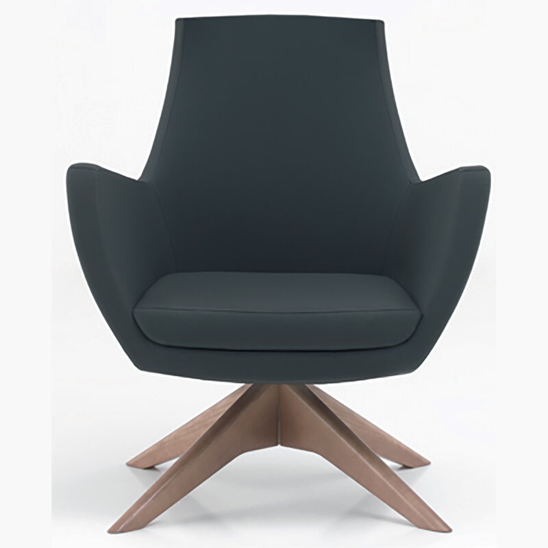Busetto P282G Poltrona dallo stile moderno con basamento girevole in massello di frassino, verniciatura personalizzabile in tinte da campionario 1