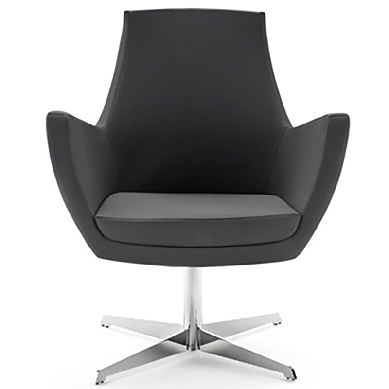 Busetto P282R Poltrona dallo stile moderno con basamento girevole in metallo, disponibile cromato o nero 1