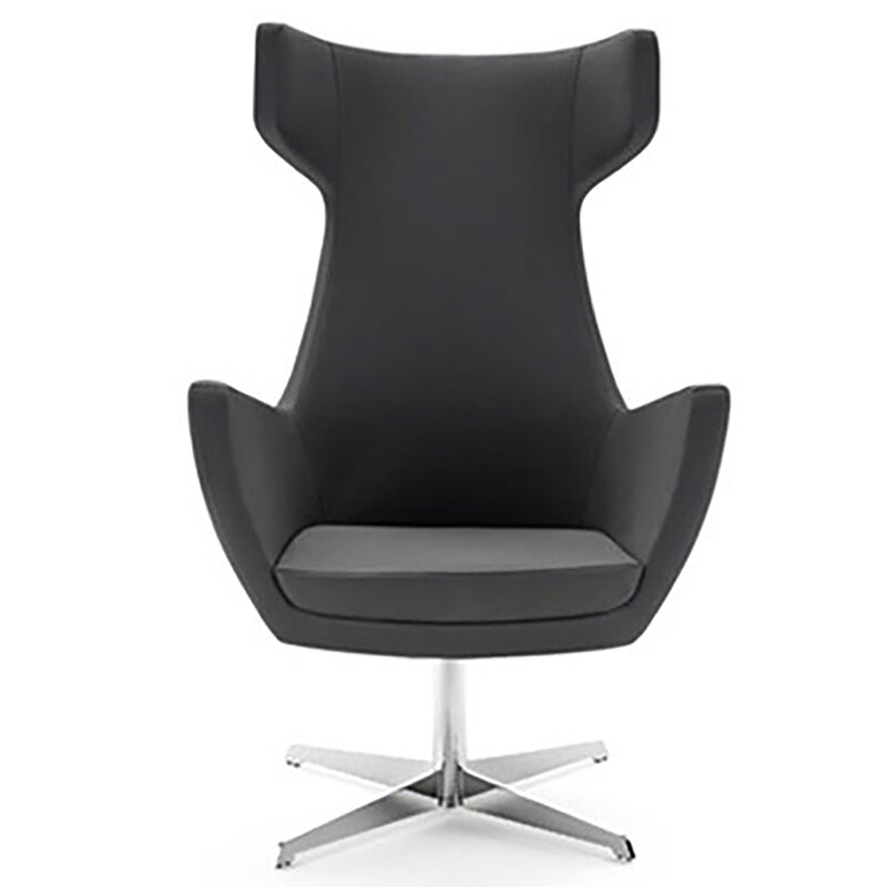 Busetto P283R Poltrona dallo stile moderno con basamento girevole in metallo, disponibile cromato o nero 1