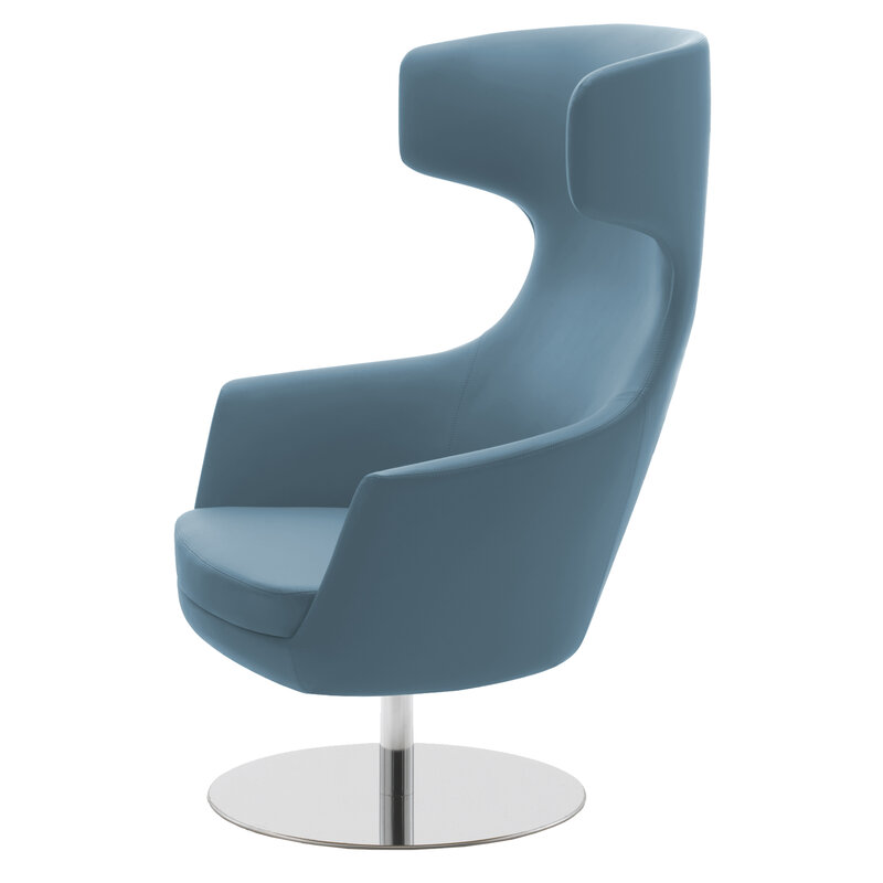 Busetto P278D <p>Poltrona dallo stile moderno con basamento girevole in metallo, disponibile cromato o nero 1