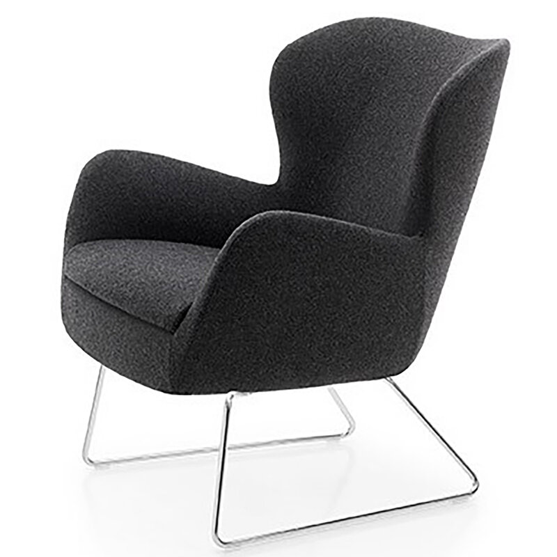 Busetto P286SL Poltrona dallo stile moderno con basamento a slitta in metallo, disponibile cromato o nero 1