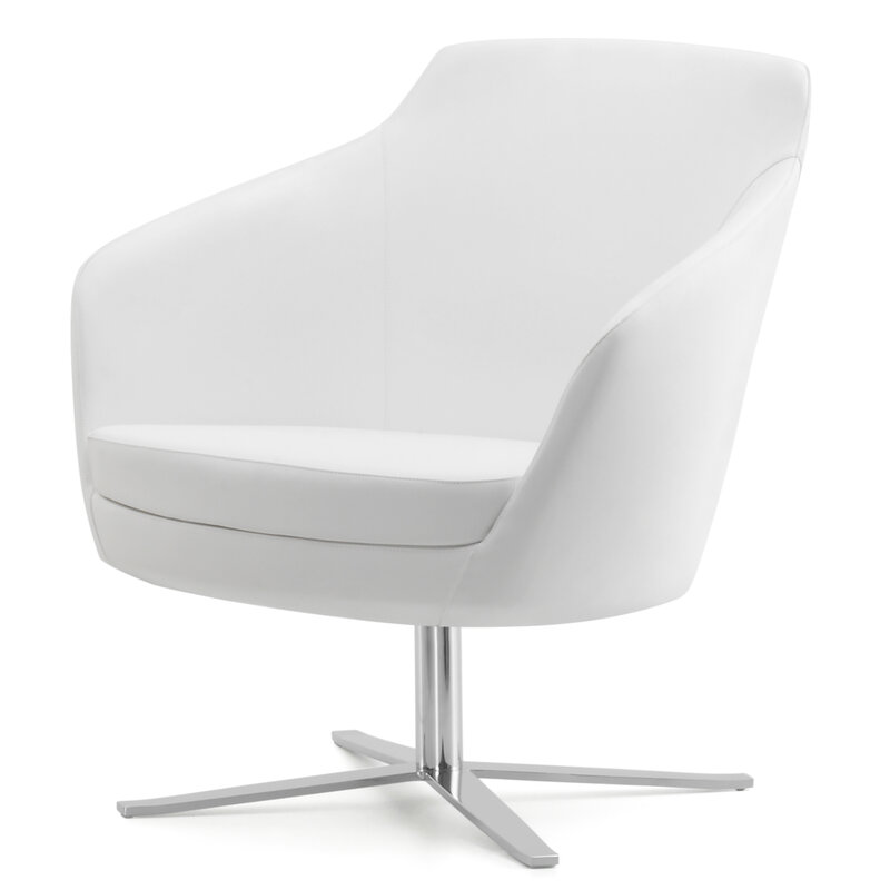 Busetto P280B Poltrona dallo stile moderno con basamento girevole in metallo, disponibile cromato o nero 1