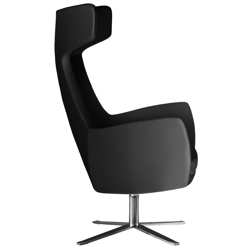 Busetto P283 Poltrona dallo stile moderno con basamento girevole in metallo, disponibile cromato o nero 1