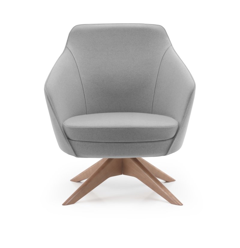 Busetto P280BG Modern lounge armchair with ash wood swivel base, available in a choice of finishes 1