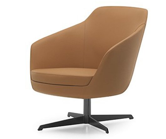 Busetto P280BN Modern lounge armchair with metal swivel base, available chromed or black colour 1