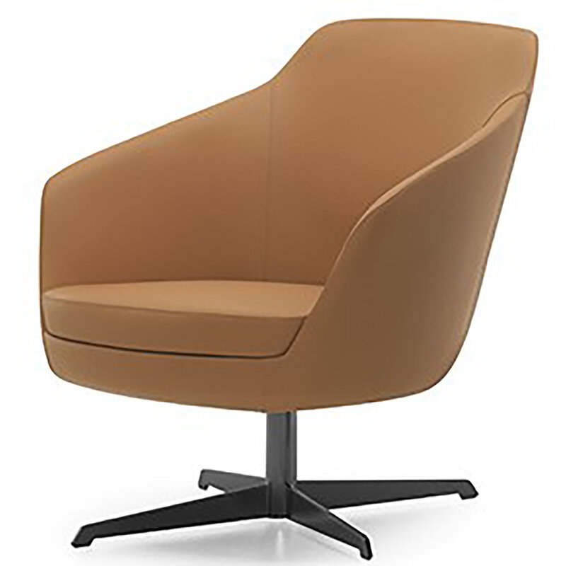 Busetto P280BR Modern lounge armchair with metal swivel base, available chromed or black colour 1