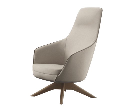 Busetto P280G Modern lounge armchair with ash wood swivel base, available in a choice of finishes 1