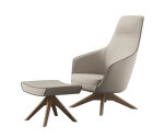 Busetto P280G Modern lounge armchair with ash wood swivel base, available in a choice of finishes 3