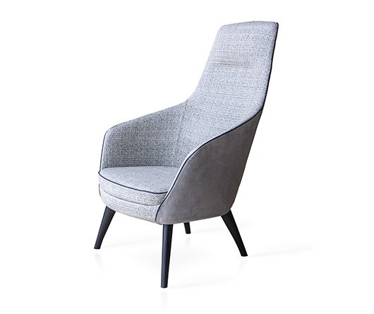 Busetto P280L Modern lounge armchair with ash wood base, available in a choice of finishes 1