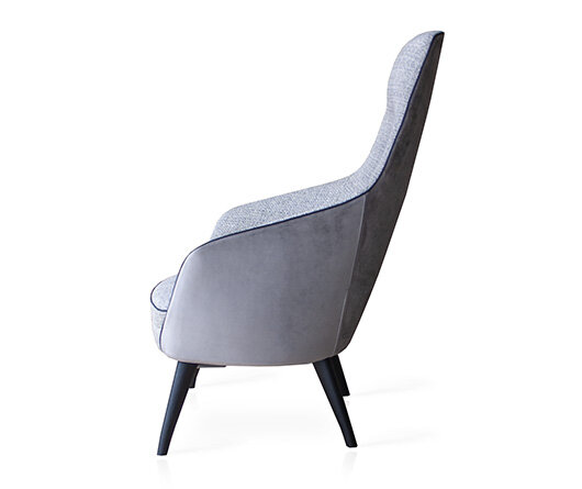 Busetto P280L Modern lounge armchair with ash wood base, available in a choice of finishes 2