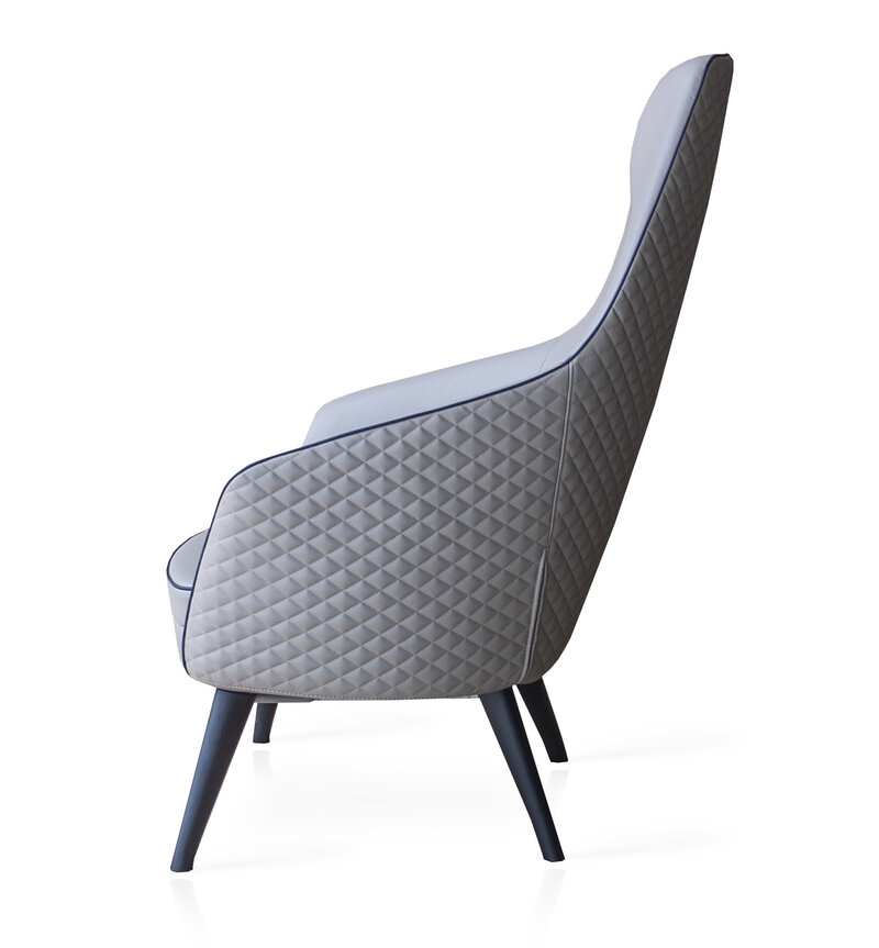 Busetto P280L Modern lounge armchair with ash wood base, available in a choice of finishes 3