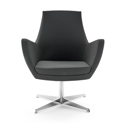 Busetto P282R Modern lounge armchair with metal swivel base, available chromed or black colour 1