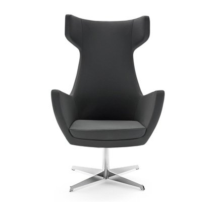 Busetto P283R Modern lounge armchair with metal swivel base, available chromed or black colour 1