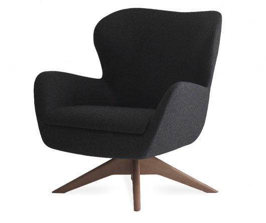 Busetto P286G Modern lounge armchair with ash wood swivel base, available in a choice of finishes 1