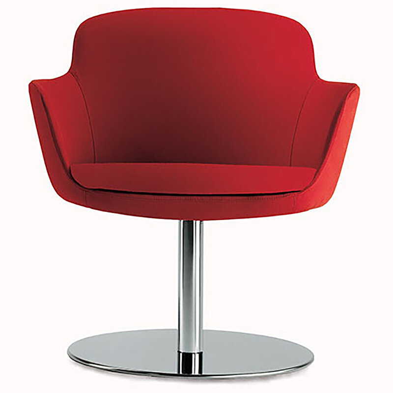 Busetto P259D Poltroncina moderna con basamento in metallo  girevole, disponibile cromato o nero 1