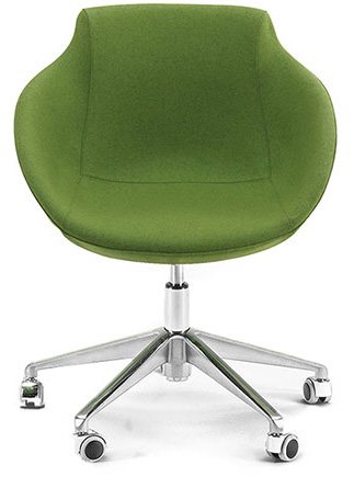 Busetto P266E Poltroncina moderna con basamento in metallo  girevole su ruote, disponibile cromato o nero 1