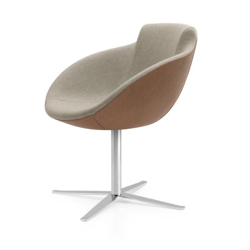 Busetto P266R Modern armchair with metal swivel base, available chromed or black colour 1