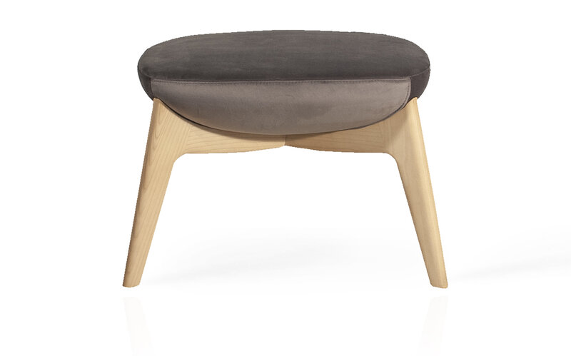 Busetto P284S Modern pouf with withash wood base, available in a choice of finishes 2