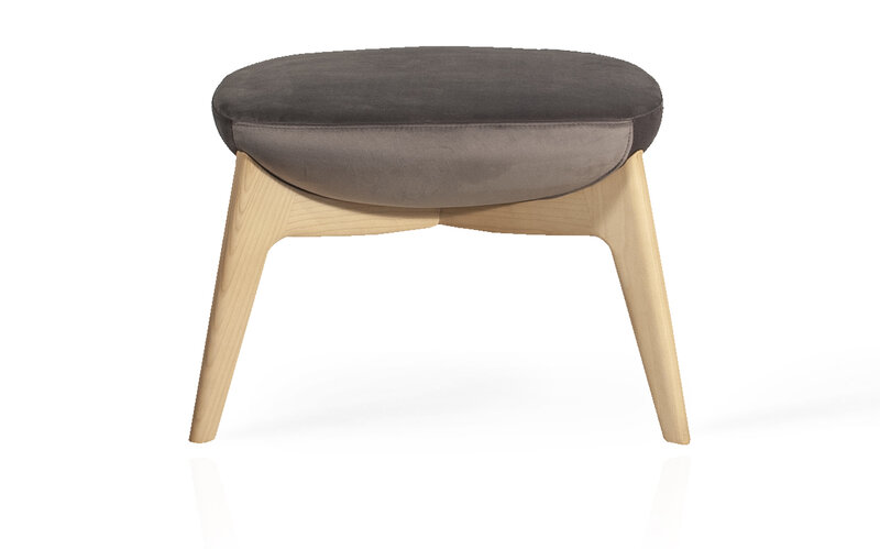 Busetto P284S Pouf dallo stile moderno con basamento in massello di frassino, verniciatura personalizzabile in tinte da campionario 2