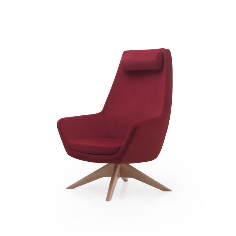Busetto P281G Modern lounge armchair with ash wood swivel base, available in a choice of finishes 1
