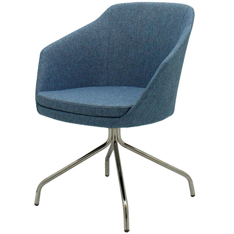 Busetto P262P Modern armchair with metal fix base, available chromed or black colour 1