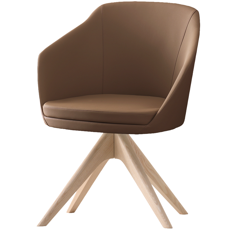 Busetto P262G Modern armchair with ash wood swivel base, available in a choice of finishes 1
