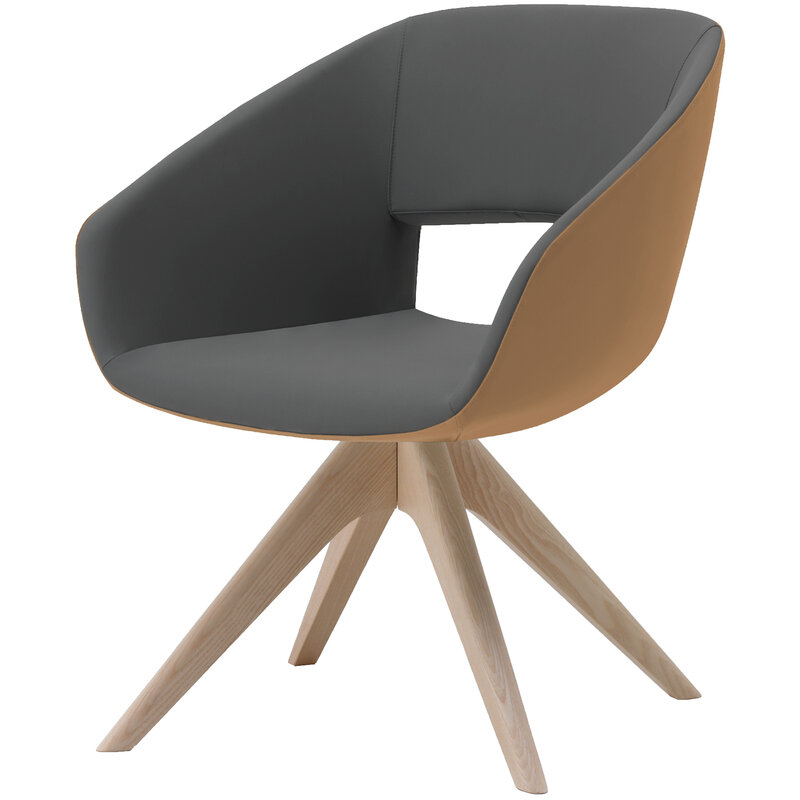 Busetto P263OG Modern armchair with ash wood swivel base, available in a choice of finishes 1
