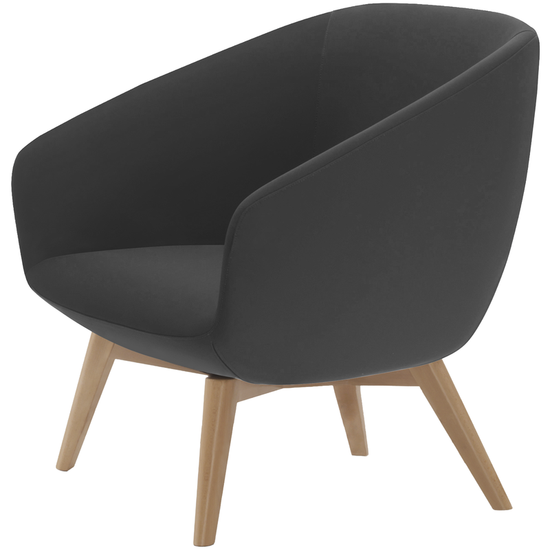 Busetto P263QL Poltrona moderna con basamento in massello di faggio, verniciatura personalizzabile in tinte da campionario 1