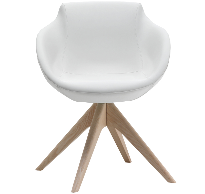 Busetto P266G Modern armchair with ash wood swivel base, available in a choice of finishes 3