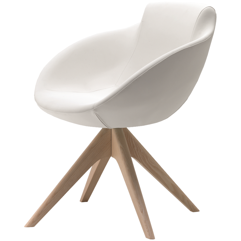 Busetto P266G Modern armchair with ash wood swivel base, available in a choice of finishes 4