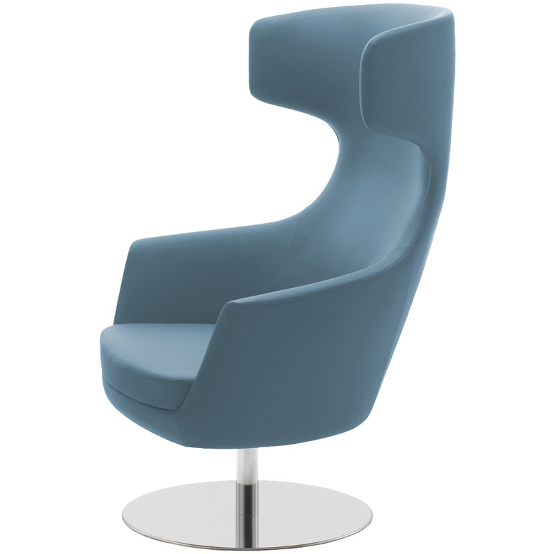 Busetto P278D <p>Poltrona dallo stile moderno con basamento girevole in metallo, disponibile cromato o nero 1