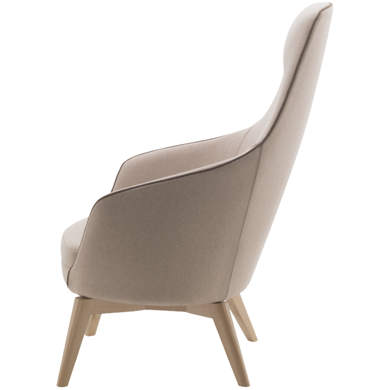 Busetto P280C Modern lounge armchair with beech wood base, available in a choice of finishes 3